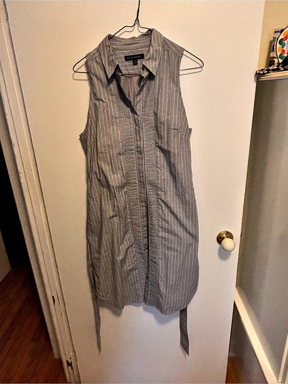 Banana Republic Striped Midi Shirt Dress in Gray & White Size 10
